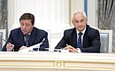 Before the meeting of the Commission for Strategic Development of the Fuel and Energy Sector and Environmental Safety. Deputy Prime Minister Alexander Khloponin and Presidential Aide Andrei Belousov.