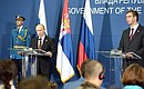 Заявления для прессы по итогам российско-сербских переговоров. С Председателем Правительства Сербии Александром Вучичем.