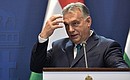 На пресс-конференции по окончании российско-венгерских переговоров. Премьер-министр Венгрии Виктор Орбан.