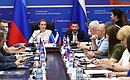 Maria Lvova-Belova holds a meeting of the headquarters on synchronising the legislation of the Russian Federation and the LPR on custody and guardianship. Photo by the press service of the Presidential Commissioner for Children's Rights