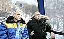 At the the Krasnaya Polyana downhill ski resort. With Vladimir Makarenkov, deputy Director of a Gazprom affiliate involved in the construction.
