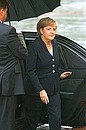 German Chancellor Angela Merkel before the start of a work session for G8 heads of state and government and leaders and heads of international organisations invited to the summit.