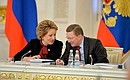 Before the joint session of the State Council and the Presidential Council for Culture and Art. Federation Council Chairperson Valentina Matviyenko and Chief of Staff of the Presidential Executive Office Sergei Ivanov.