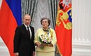 Presenting Russian Federation state decorations. The Order of Honour is awarded to Deputy Chairperson of the State Duma Committee for Duma Law and Organisation Svetlana Goryacheva.