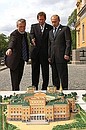 President Putin with St Petersburg Governor Vladimir Yakovlev and director of the Russian Museum Vladimir Gusev.