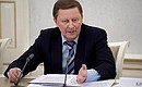 Chief of Staff of the Presidential Executive Office Sergei Ivanov at meeting with media representatives.