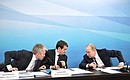 Minister of Sport Pavel Kolobkov and Presidential Aide Igor Levitin at the meeting on the preparations for the 2019 Winter Universiade.