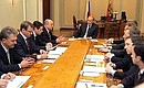At a meeting with Cabinet members responsible for the economy.