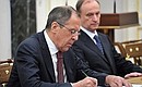 Before the meeting with Security Council members. Foreign Minister Sergei Lavrov (left) and Secretary of the Security Council Nikolai Patrushev.