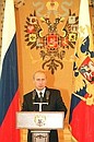 President Putin addressing an annual reception in honour of graduates of military universities and academies.