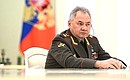Defence Minister of Russia Sergei Shoigu during the meeting with State Councillor and Minister of National Defence of the People's Republic of China Li Shangfu. Photo: Pavel Bednyakov, RIA Novosti