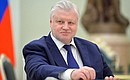 Leader of the political party A Just Russia faction in the State Duma and Chairman of A Just Russia Sergei Mironov before the meeting with leaders of parliamentary parties.