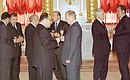 President Putin with Abbas Khalaf Kunfuth (centre left), Ambassador of the Republic of Iraq, after a ceremony for presenting credentials.