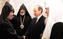 Acting President Vladimir Putin with Alexii II, the Patriarch of Moscow and All Russia, and Karekin II, the Catholicos of All Armenians.
