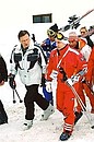President Putin with Austrian Federal Chancellor Wolfgang Schuessel at the ski resort of St Christoph.