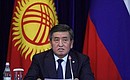 Press statements following Russia-Kyrgyzstan talks. President of Kyrgyzstan Sooronbay Jeenbekov.