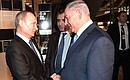 During the tour of the Jewish Museum and Tolerance Centre. With Prime Minister of Israel Benjamin Netanyahu.