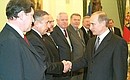 President Putin with leaders of parliamentary parties and deputy groups of the State Duma.