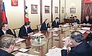 President Vladimir Putin chairing a meeting of the State Council Presidium on railway reform.