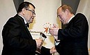 Awarding the international Global Energy Prize to Vladimir Nakoryakov (Novosibirsk, Russia).