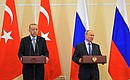 Заявления для прессы по итогам российско-турецких переговоров. С Президентом Турецкой Республики Реджепом Тайипом Эрдоганом.