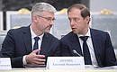 Transport Minister Yevgeny Ditrikh and Industry and Trade Minister Denis Manturov at the meeting of the Presidential Council for Strategic Development and National Projects.