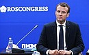 President of France Emmanuel Macron during the Russia-France Business Dialogue panel discussion. Photo: TASS