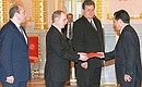The presentation of credentials by Kemelbek Nanayev, Ambassador of the Republic of Kyrgyzstan to Russia.