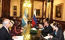 Talks with President of Argentina Cristina Fernandez de Kirchner.