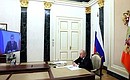 Meeting with Volgograd Region Governor Andrei Bocharov (via videoconference).