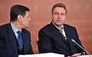 State Duma Deputy Speaker and Russian Olympic Committee President Alexander Zhukov and First Deputy Prime Minister Igor Shuvalov at the meeting of the Council for the Development of Physical Culture and Sport.