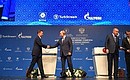 На церемонии ввода в эксплуатацию газопровода «Турецкий поток». С председателем правления ПАО «Газпром» Алексеем Миллером.