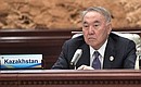 Nursultan Nazarbayev during a roundtable discussion at the Belt and Road Forum for International Cooperation.