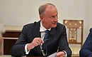 Before the meeting with permanent members of Security Council. Security Council Secretary Nikolai Patrushev.