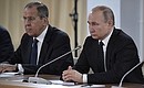 During Russian-North Korean talks in expanded format. With Foreign Minister of Russia Sergei Lavrov.
