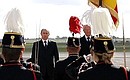 Церемония встречи Президента России в аэропорту Мельсбрук. С Королем бельгийцев Альбертом II.