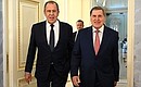 Minister of Foreign Affairs Sergei Lavrov (left) and Presidential Aide Yury Ushakov before the meeting with heads of delegations of African states. Photo: Pavel Bednyakov, RIA Novosti