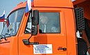 Vladimir Putin attended the opening ceremony for the Crimean Bridge motorway and drove the lead vehicle in a construction equipment convoy.