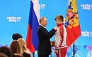The Order of Friendship is awarded to Olympic short track champion Semyon Elistratov.
