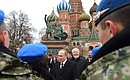 Following a flower-laying ceremony at the monument to Kuzma Minin and Dmitry Pozharsky on Red Square, Vladimir Putin spoke with representatives of Russia’s traditional religions and public and military-patriotic organisations.