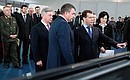 Dmitry Medvedev examines construction plans for building housing for military personnel. With Moscow Region Governor Boris Gromov and Defence Minister Anatoly Serdyukov (centre).