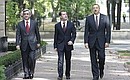 С Президентом Армении Сержем Саргсяном (слева) и Президентом Азербайджана Ильхамом Алиевым.
