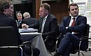At the expanded meeting of the State Council Presidium on improving housing and creating a comfortable urban environment. Minister of Economic Development Maxim Oreshkin (right) and Chairman of the State Development Corporation VEB.RF Igor Shuvalov.