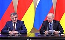 Press statements following Russia – South Ossetia talks. With President of South Ossetia Anatoly Bibilov.