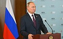 Vladimir Putin answered Russian journalists’ questions following the BRICS summit.