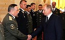 Meeting with senior officers newly appointed to higher positions and promoted to senior (special) rank. With Colonel-General Valery Baranov.