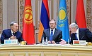 President of Kazakhstan Nursultan Nazarbayev, Deputy Prime Minister of Belarus Sergei Rumas, and President of Belarus Alexander Lukashenko at a meeting of the Supreme Eurasian Economic Council.