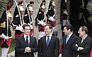 С Председателем Еврокомиссии Президентом Франции Николя Саркози (слева), мэром Ниццы Кристианом Эстрози и Генеральным секретарём Совета ЕС Хавьером Соланой (справа) перед началом саммита Россия–Евросоюз.