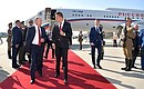 Arrival in Budapest. With Hungarian Minister of Foreign Affairs and Trade Peter Szijjarto.