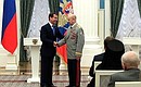 Presenting state decorations. Marshall of the Soviet Union Sergei Sokolov was awarded the Order of Alexander Nevsky.